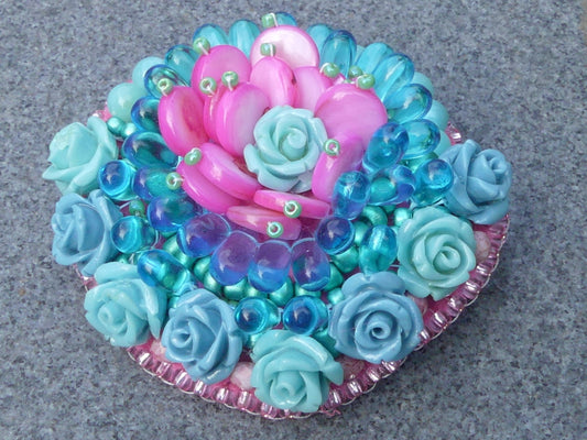 Broche Turquoise Rose
